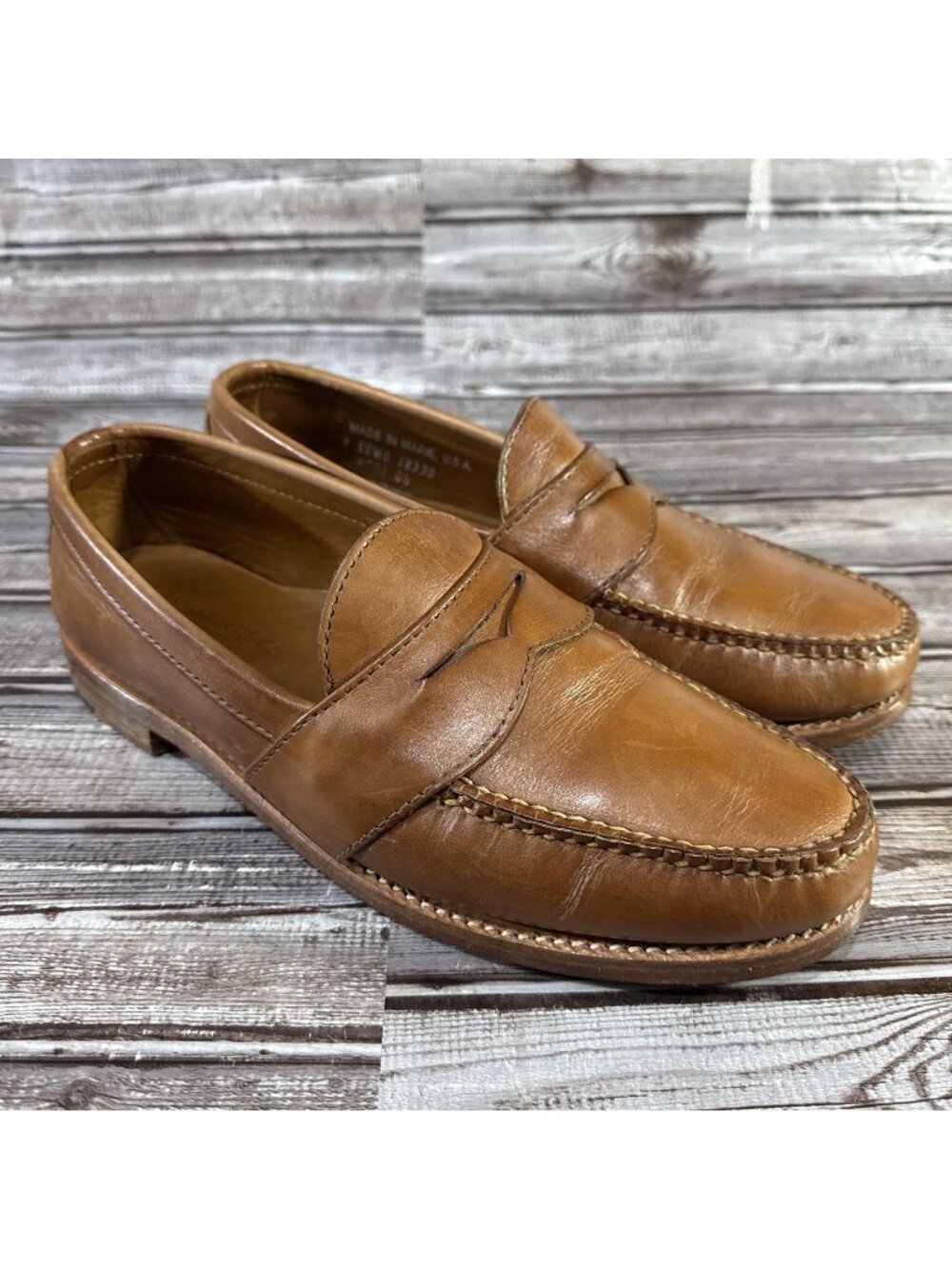 Rancourt & Co. Weltline Penny Loafers Color Tan Calf Size 9 EE Made In USA